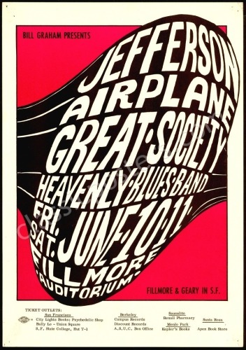 Very Nice Original BG-10 Jefferson Airplane Poster