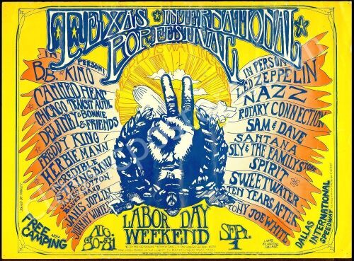 Scarce 1969 Texas International Pop Festival Poster