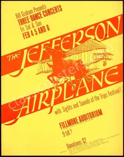 Rare Type 1 Original BG-1 Jefferson Airplane Poster