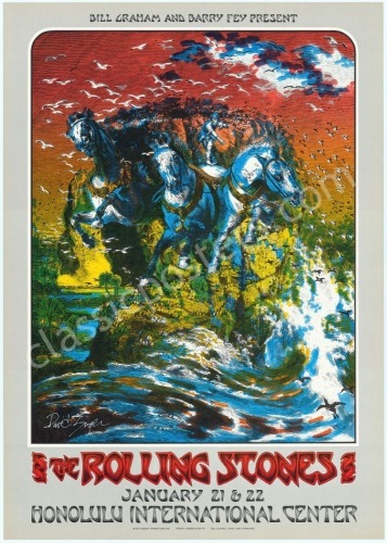 Scarce Signed 4.147 Rolling Stones Honolulu Poster