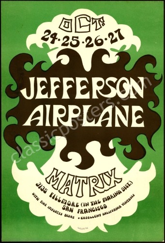 Scarce AOR 2.112 Jefferson Airplane Matrix Poster