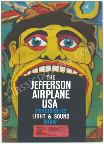 Gorgeous 1968 German Jefferson Airplane Poster