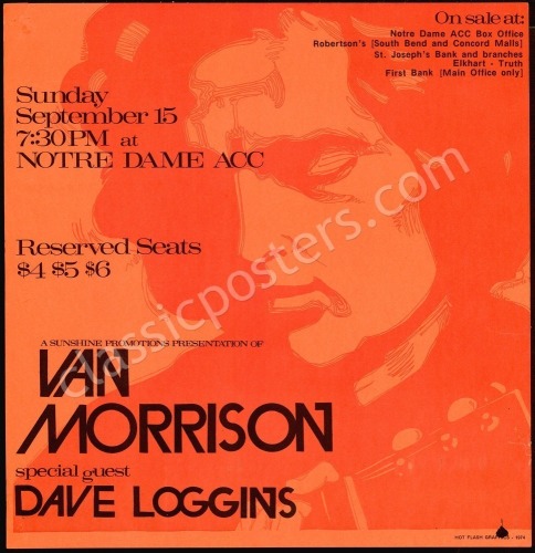 1974 Van Morrison Notre Dame Poster