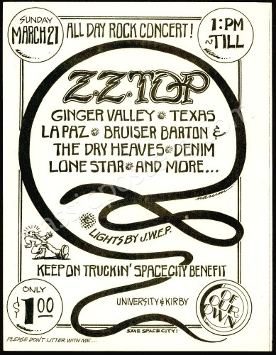 Popular Z.Z. Top Houston Handbill