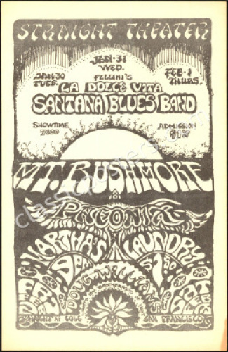 1968 Santana Straight Theater Handbill