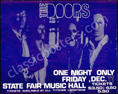 Very Rare The Doors Dallas Handbill