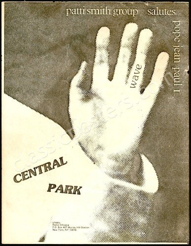 Rare 1979 Patti Smith Central Park Handbill