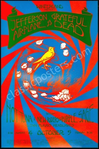 Beautiful Grateful Dead and Jefferson Airplane Poster