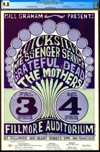 Stunning Certified Original BG-9 Grateful Dead Poster