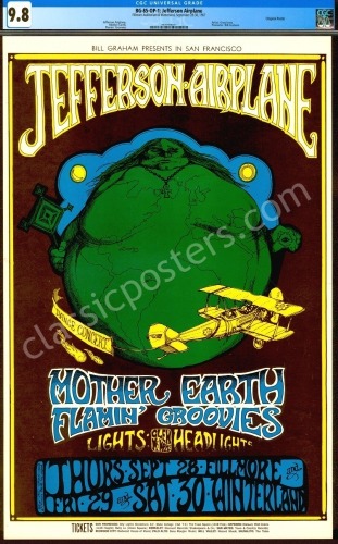 Wonderful Original Certified BG-85 Jefferson Airplane Poster