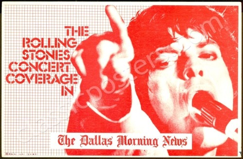 Scarce Rolling Stones Poster by The Dallas Morning News