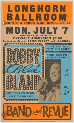 Cardboard 1975 Bobby Blue Bland Dallas Poster