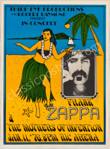 Rare 1976 Frank Zappa Hawaii Poster