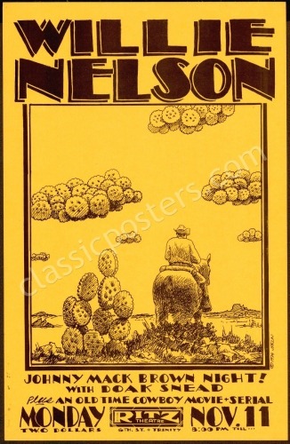 Attractive 1974 Willie Nelson Ritz Theatre Poster