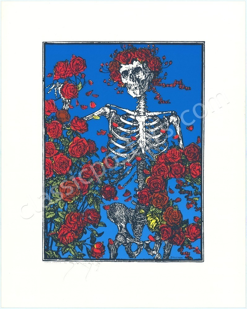 One Skeleton With Roses Signed Skeleton and Roses Art Print