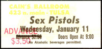 Rare Sex Pistols Tulsa Ticket