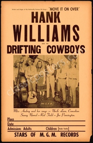 1949 Hank Williams Tour Blank Poster