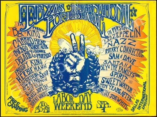 Scarce 1969 Texas International Pop Festival Poster