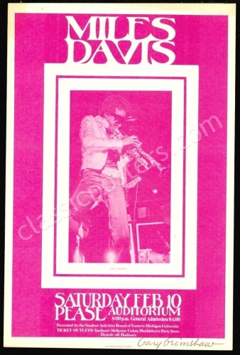 Signed Miles Davis Michigan Handbill