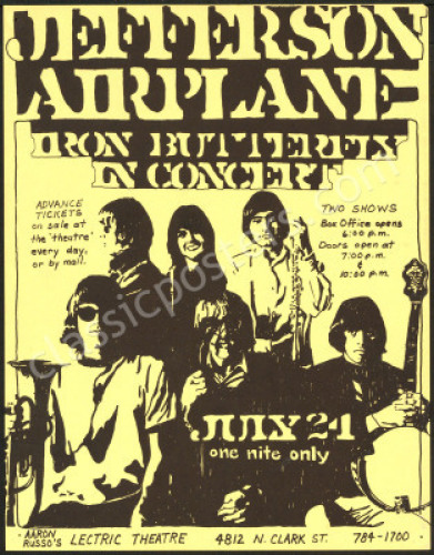 Scarce Jefferson Airplane Electric Theater Handbill