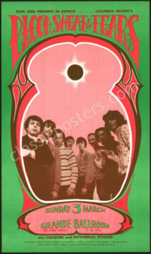 Superb 1968 Blood, Sweat & Tears Grande Ballroom Poster