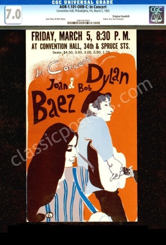 Rare AOR 1.101 Bob Dylan Handbill With Venue