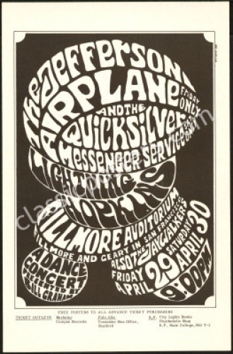 Near Mint BG-4 Jefferson Airplane Handbill