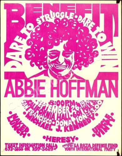 Scarce Abbie Hoffman Benefit Poster