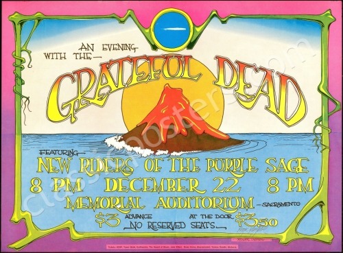 Gorgeous Signed AOR 4.101 Grateful Dead Poster and Ticket