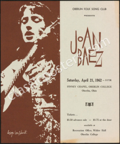 Rare 1962 Joan Baez Ohio Handbill