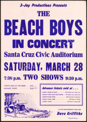 Rare 1964 Beach Boys Santa Cruz Poster