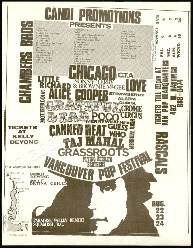 1969 Vancouver Pop Festival Handbill