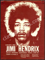 Scarce 1970 Jimi Hendrix Dallas Handbill