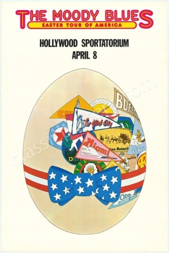 Scarce 1972 Moody Blues Easter Tour of America Poster
