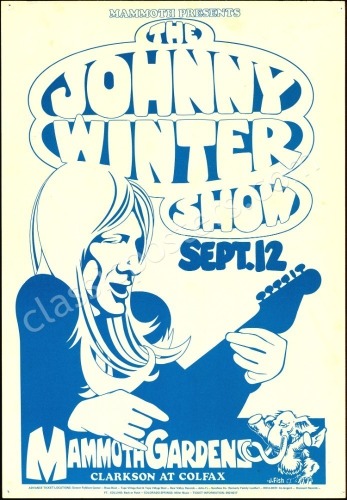 Rare 1970 Johnny Winter Denver Poster