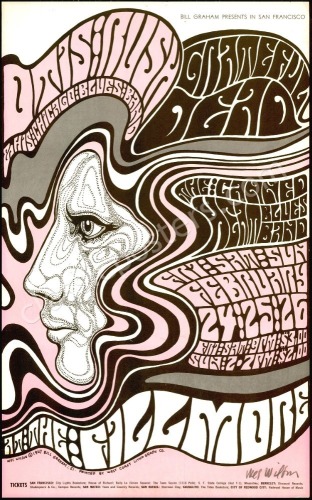 Attractive Signed Original BG-51 Grateful Dead Poster