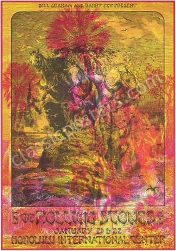 Signed Rolling Stones Hawaii Overprint Poster