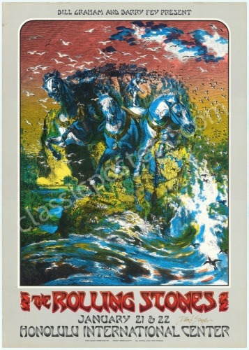 Gorgeous Signed AOR 4.147 Rolling Stones Hawaii Poster