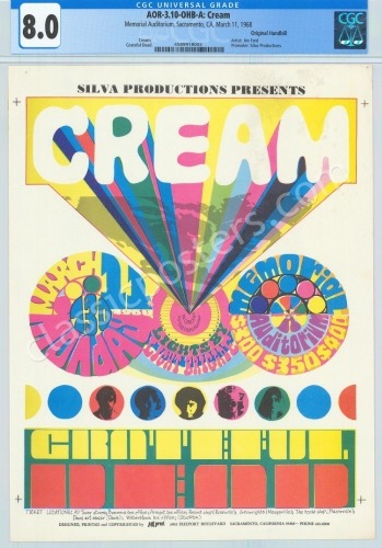 Beautiful AOR 3.10 Grateful Dead Cream Handbill