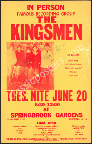 Rare Signed 1967 Kingsmen Poster