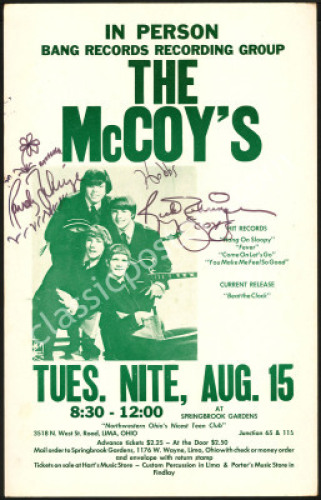 Very Nice Rick Derringer-Signed The McCoys Poster