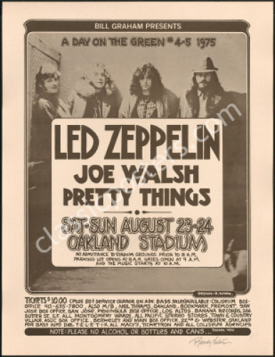 Signed Led Zeppelin Oakland Poster