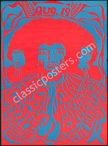 Very Rare AOR 3.40 Jimi Hendrix Earl Warren Poster