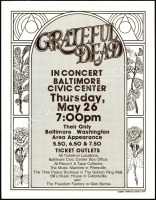 Scarce Grateful Dead 1977 Baltimore Handbill
