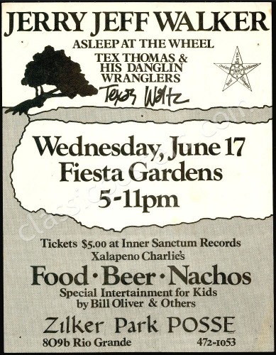 1981 Jerry Jeff Walker Austin Handbill