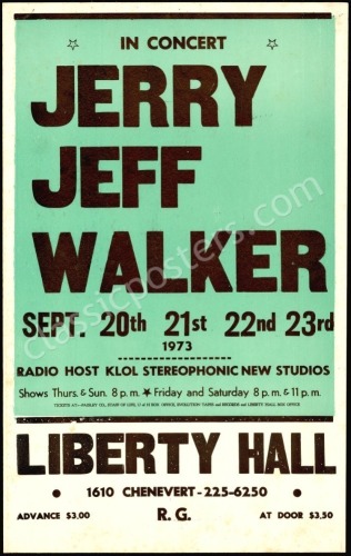 Cardboard Jerry Jeff Walker Liberty Hall Poster
