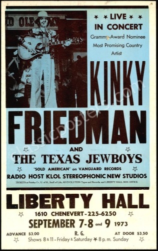 Cardboard Kinky Friedman Liberty Hall Poster