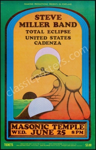 Gorgeous Steve Miller Band Portland Poster