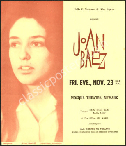 Dazzling 1962 Joan Baez Handbill
