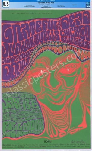 Certified Signed Original BG-45 Grateful Dead Poster